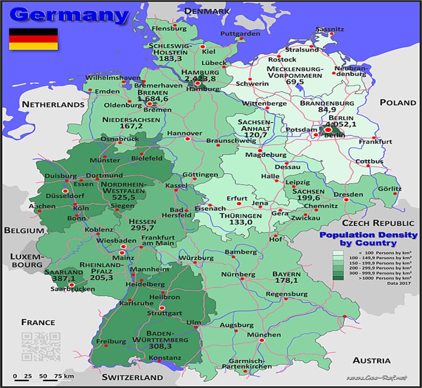 Image result for population density map in germany